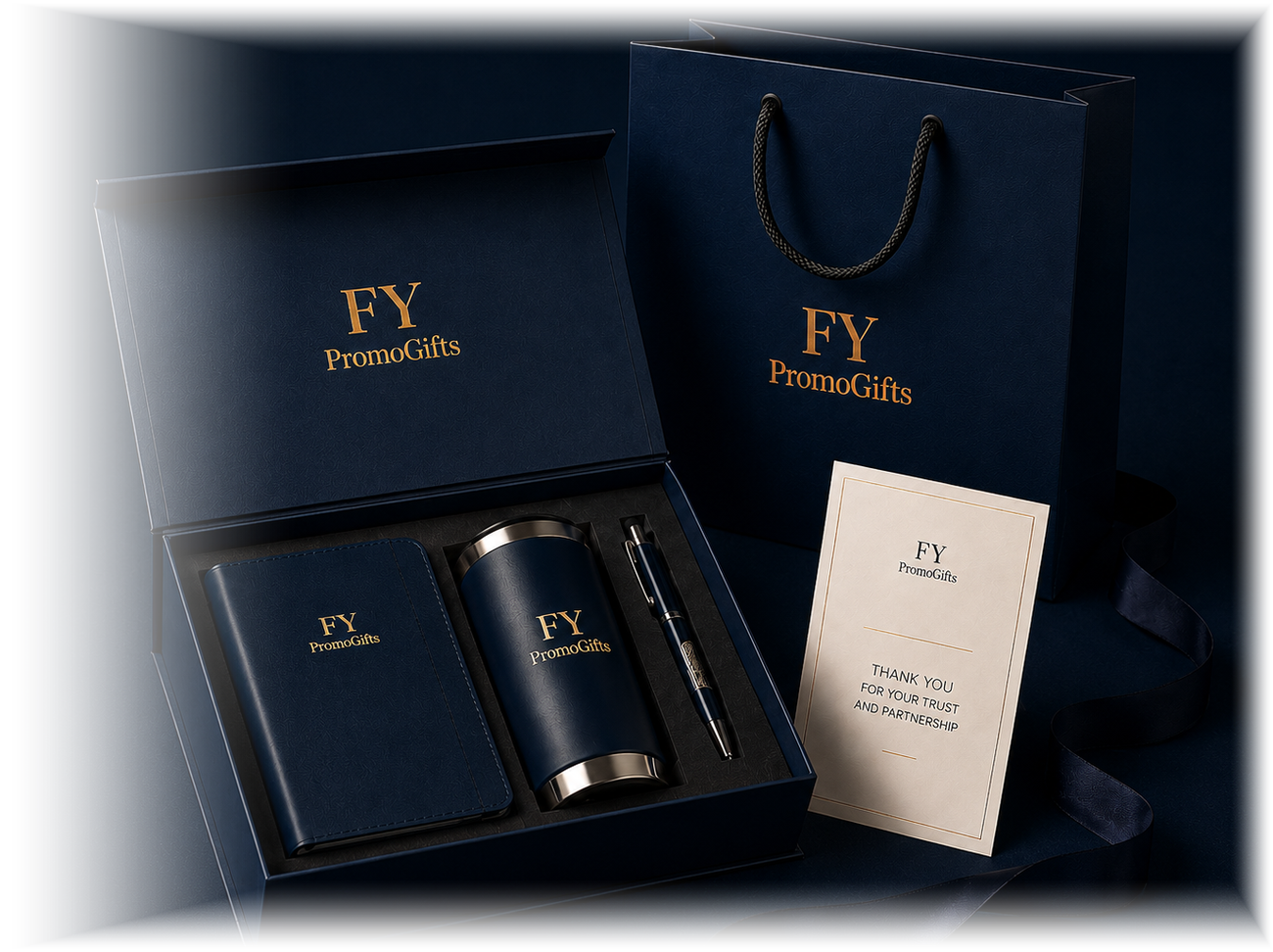 FY PromoGifts premium branded gift kit display